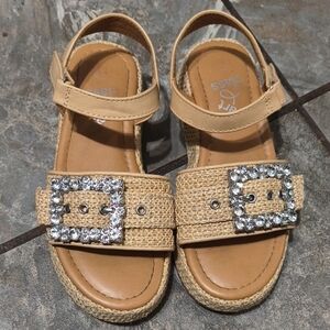 Art Class Tan Kids Sandals with Sparkling Buckle